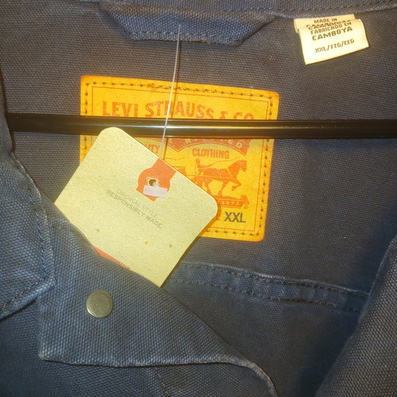 NWT Levi's Trucker Jacket Sunrise Canvas Dyed Black Men's 2-XX - Picture 6 of 7